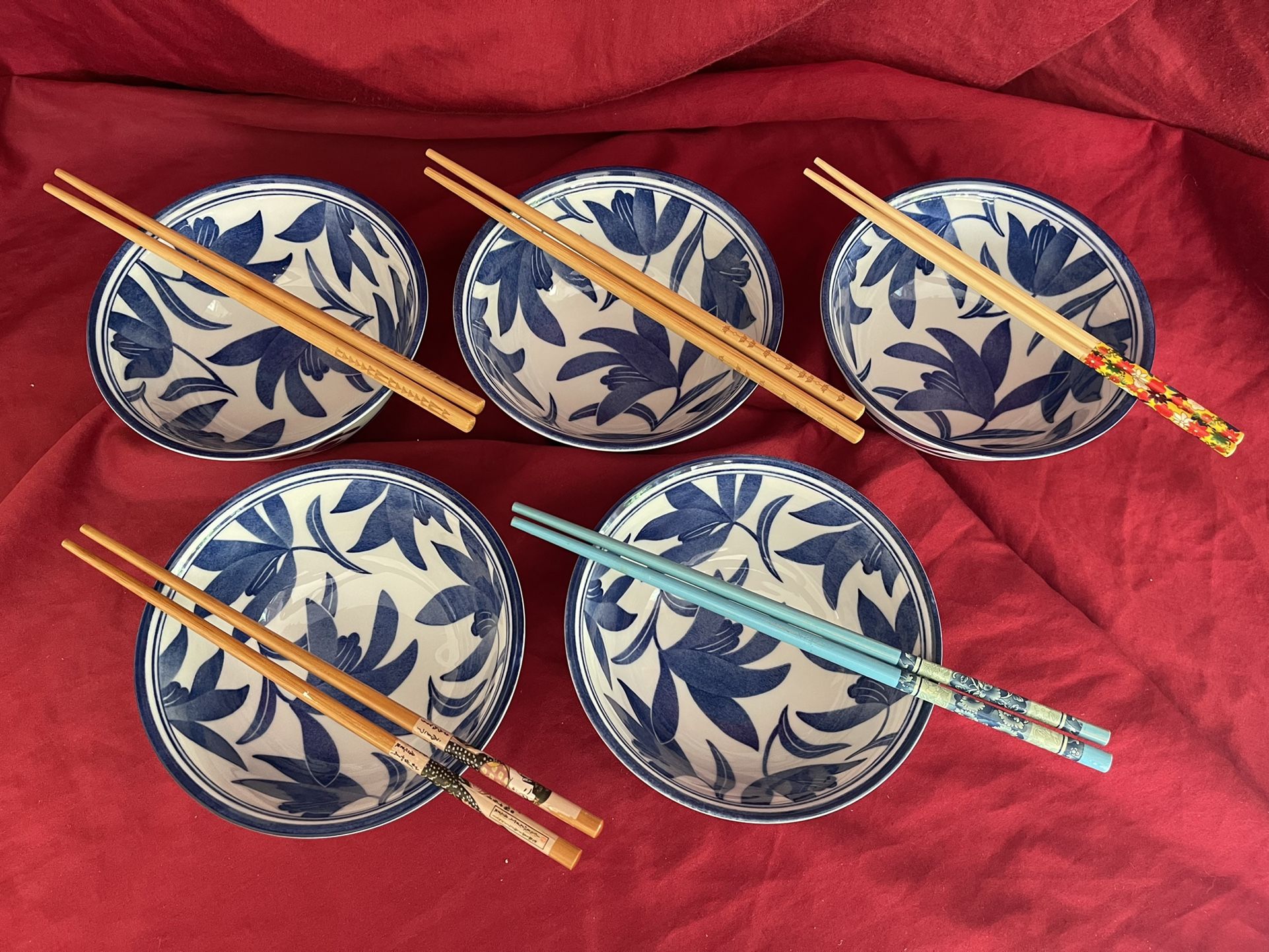 10pc Japanese Rice and Soup Bowls & chopsticks