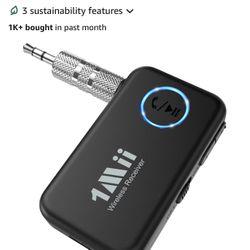 1Mii Bluetooth 5.3 Music Receiver for Car/Home Stereo, Aux Bluetooth Adapter for Car with Volume Con
