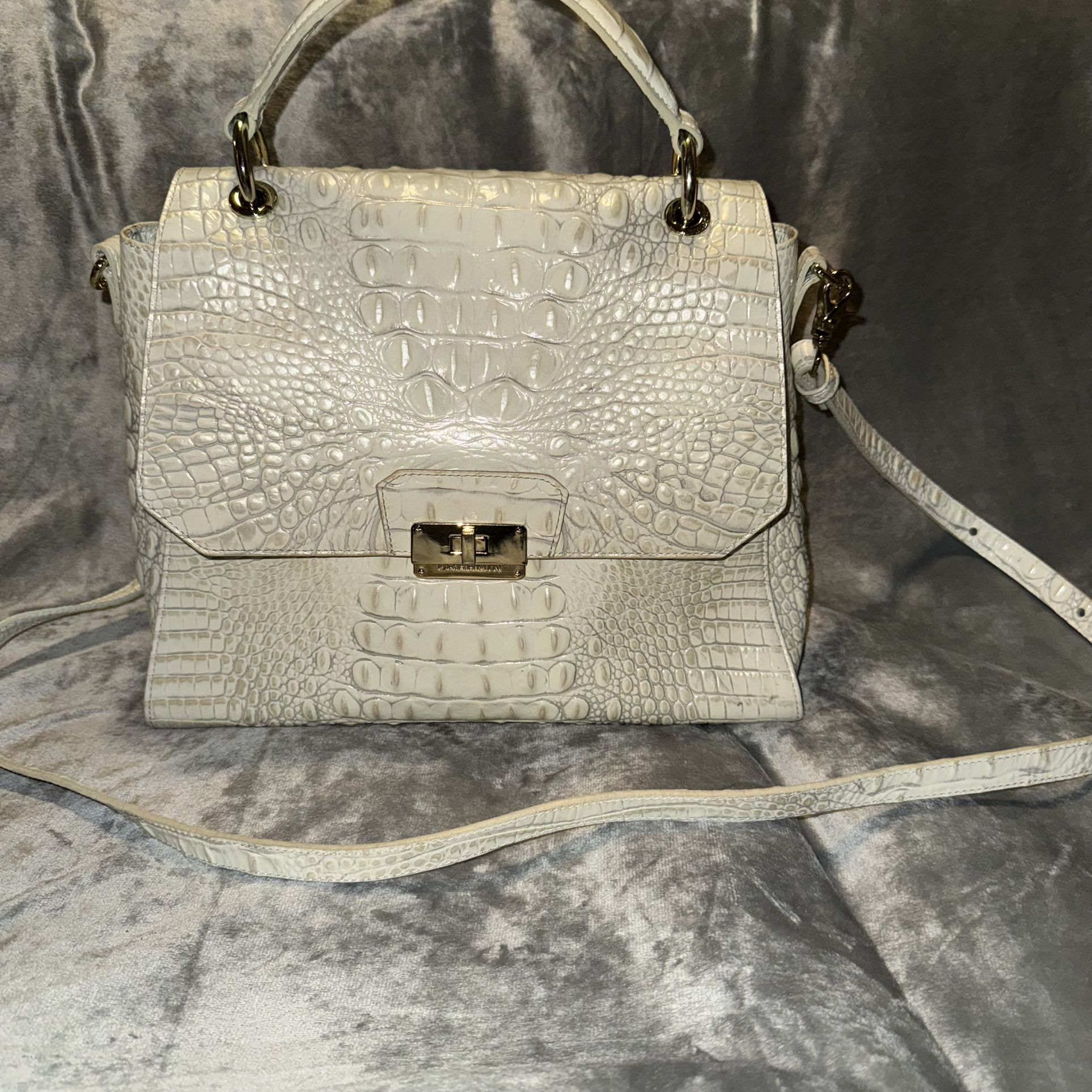 White BRAHMIN Handbag w/ Shoulder Strap