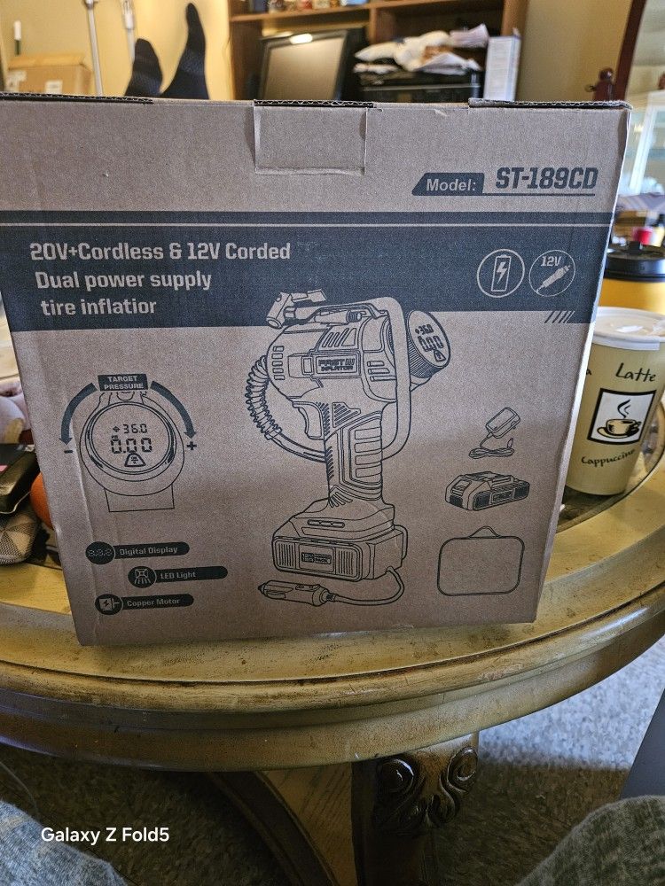 20V+CORSLESS &12V CORDED DUAL POWER SUPPLY TIRE INFLATOR