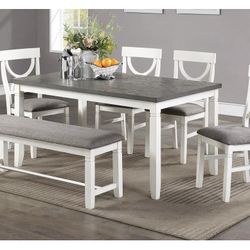 White And Gray Dining Table Set 