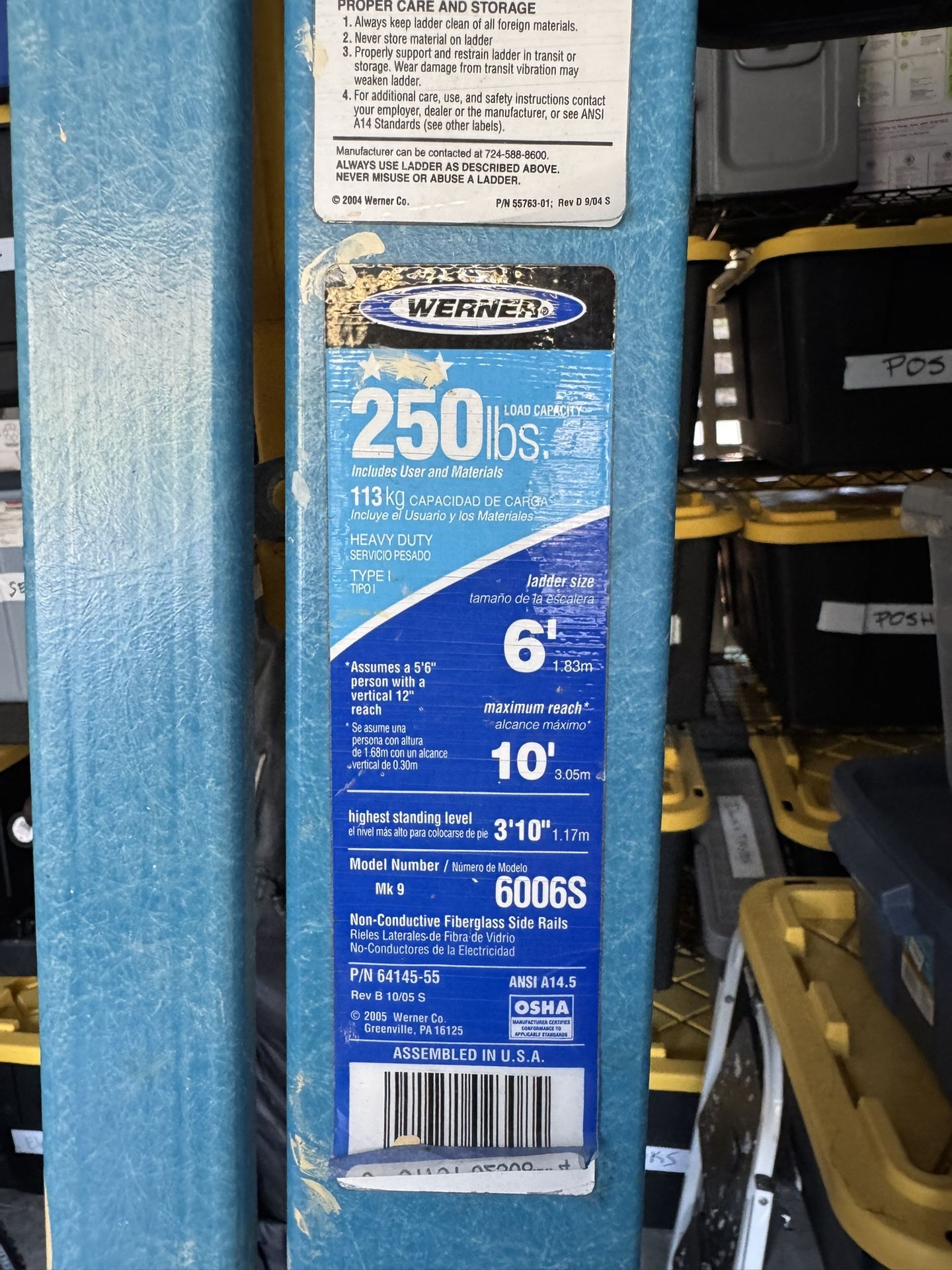 Werner 6006s 6ft Fiberglass Ladder
