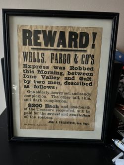 Antique Authentic Well Preserve Newspaper Article 1875 Wells Fargo