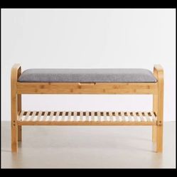 Urban Outfitters Upholstered Bamboo Storage Bench