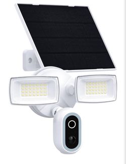 2K Solar Floodlight Camera, 1600LM Lights, 24/7 Recording, Alexa WiFi