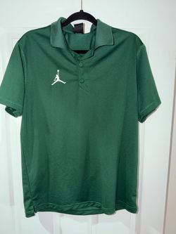Jordan Dri-FIT Men's Green Solid Logo Polo Shirt Short Sleeve Size M