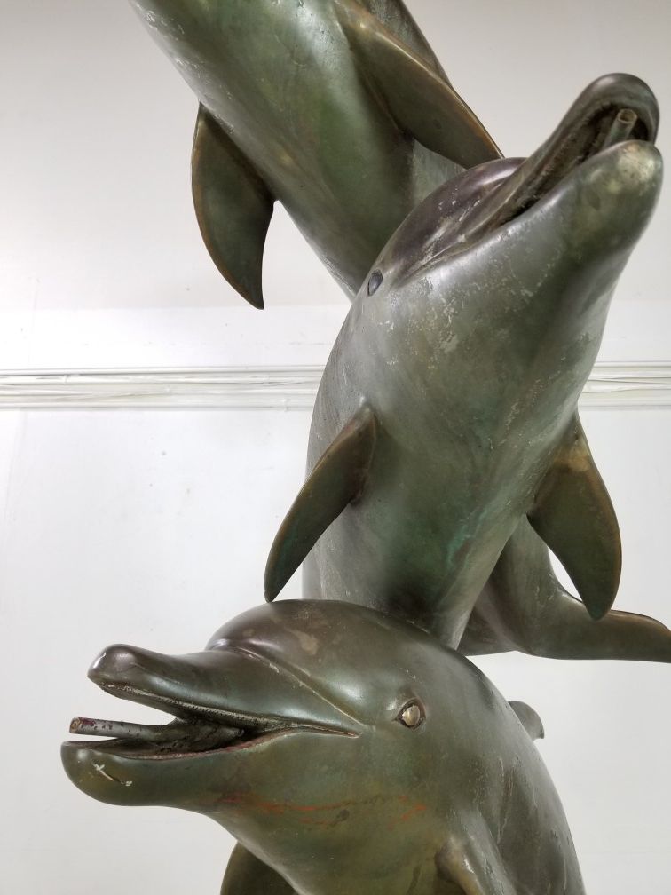 monumental bronze Dolphins water fountain