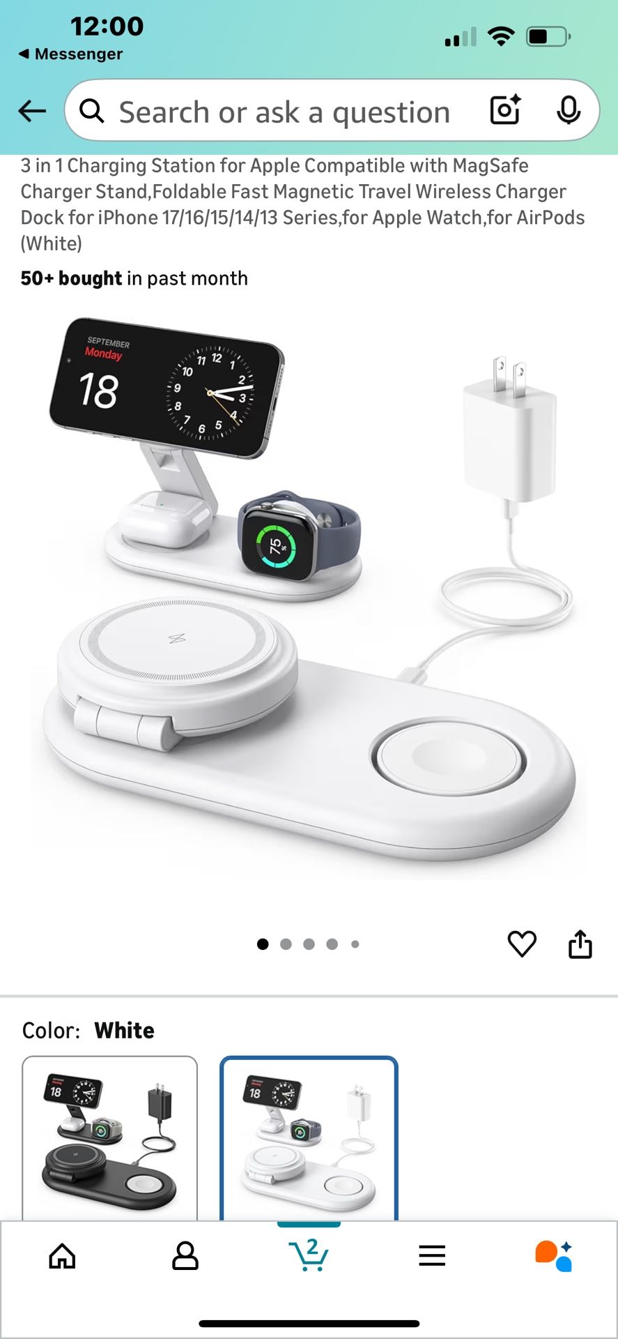 3 in 1 Charging Station for Apple Compatible with MagSafe Charger Stand,Foldable Fast Magnetic Travel Wireless Charger