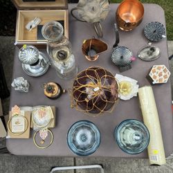 Various Oil Lamps, Candle holders & decorative items
