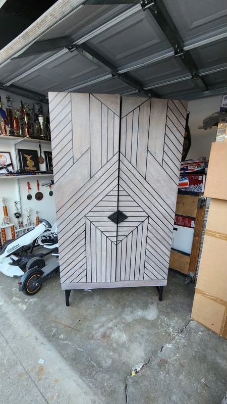 Cheverny Metal Inlay Bar Cabinet with Cooling Storage Option (Smoke Gray Finish)