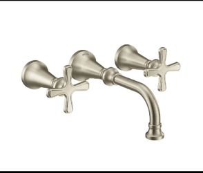 New Other Moen Colinet Two Handle Wall Mount Bathroom Faucet, Brushed Nickel