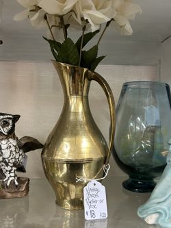 Unique Vintage Brass Pitcher or Vase