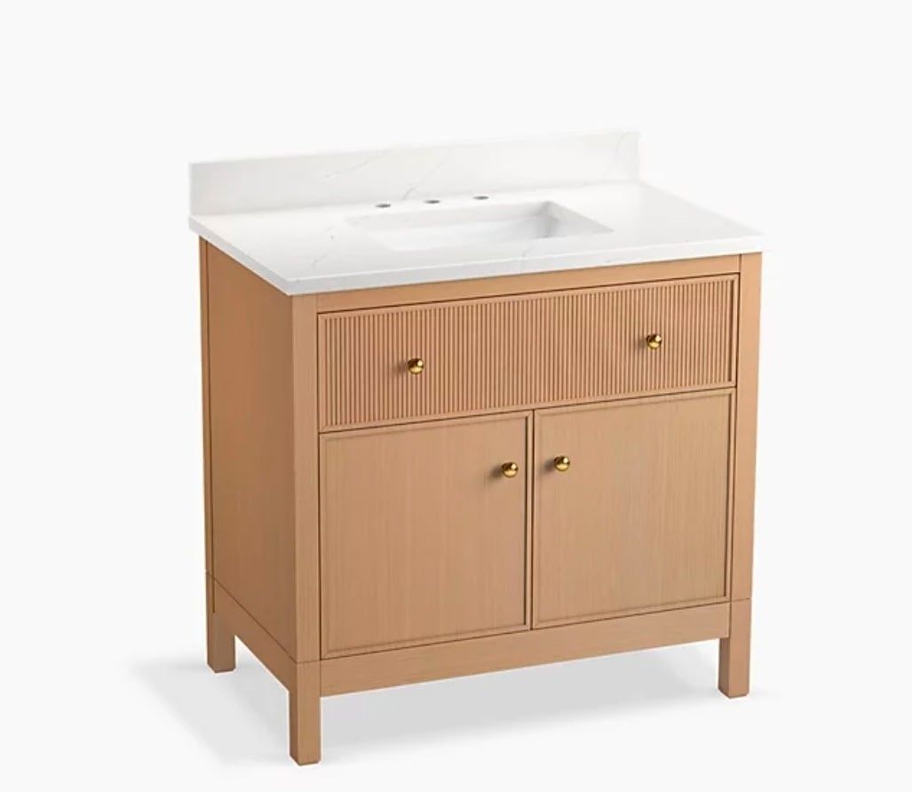 Kohler Malin by Studio McGee 36 in. White Oak Bath Vanity with Bianco Bella Quartz Top