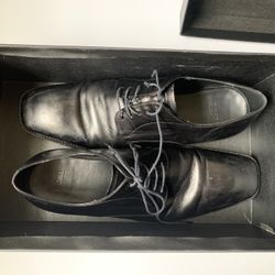 Hugo Boss Black Leather Men's Shoes Size 8 Made in Italy