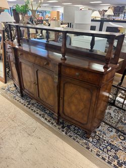Antique-Style Wood Sideboard Buffet Cabinet - 76” x 17” x 47”