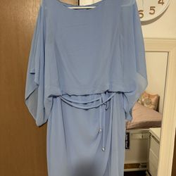 Jessica Howard Blue Chiffon Dress Size 12 Or Large , New Whit Tags 
