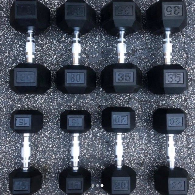 SET OF RUBBER DUMBBELLS (PAIRS OF) : 15s 20s 30s 35s