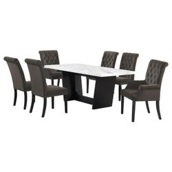 New Dinning Set With Real Marble Table And 6 Chairs
