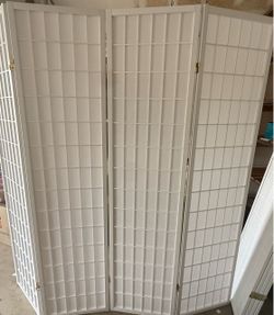 2 White Shoji 4-Panel Room Divider Screen