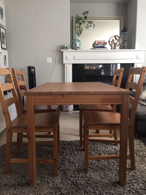 Ikea wood Dining table set with 4 chairs for Sale in ...