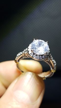Women's 3.68 CT round cut Diamond simulated white gold Finished over silver engagement promises ring size 7.0