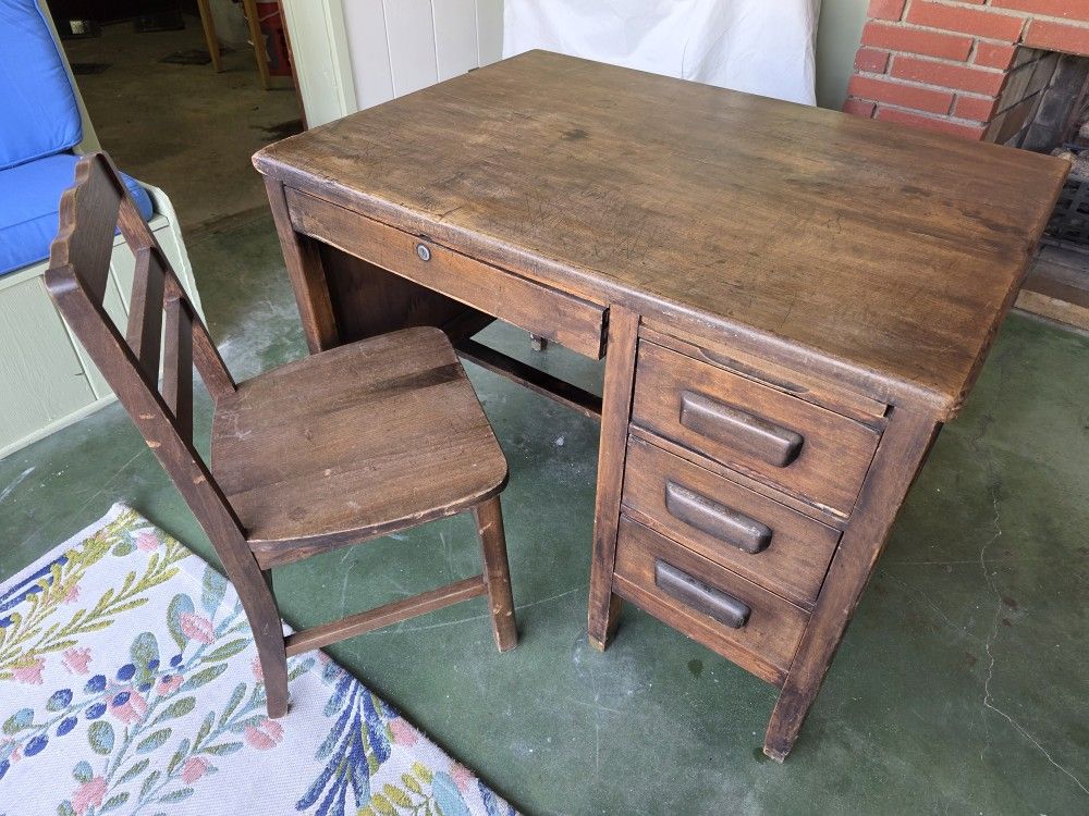 Vintage School Teacher Desk