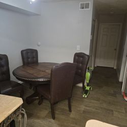 Dinner Table With 4 Genuine Leather Chairs
