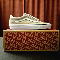 Vans Old Skool Beige Suede Canvas Sneakers - Men's Size 8 - Classic Skate Shoes