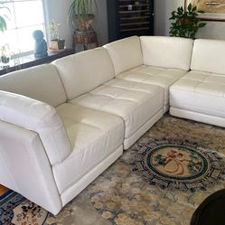 White Leather (4 piece) Modular Sofa