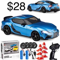 IntelLock RC Drift Car, 1:24 Scale 4WD JDM Remote Control Vehicle with LED Lights, Drifting Tires＆2 Rechargeable Batteries, 2.4GHz Racing Toy Gift for