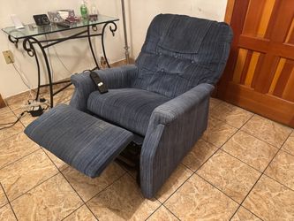 Blue Fabric Power Lift Chair Recliner