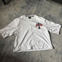 Red and White Cross Belief Hoodie - Size M