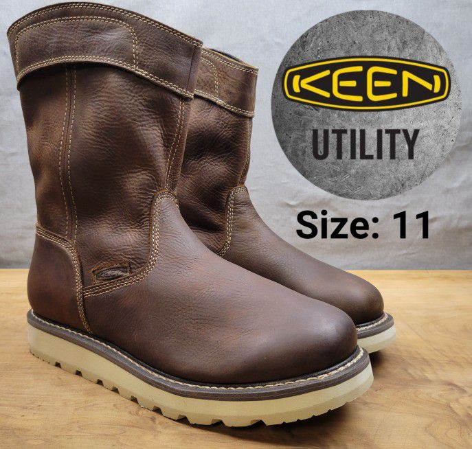 New KEEN Utility Men's Cincinnati Wellington Soft Toe Wedge Pull on Work Boots Botas Size: 11
