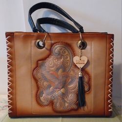 Hand Tooled All Leather Purse/Tote Bag - Never Used, Just Stored Away 