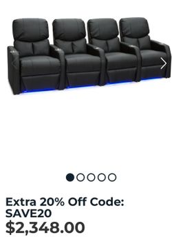 4 Electric Reclyners With Cup Holders On Black Leather