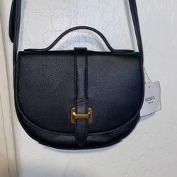 black leather Fossil Emery Crossbody bag