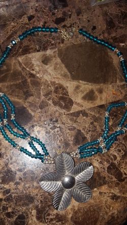 Silver blue quartz necklace