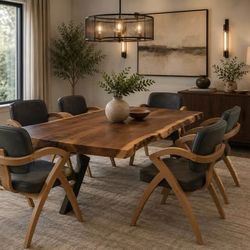 Set of 6 Armchair – Mid Century Accent Dining Chair with Gray Upholstery