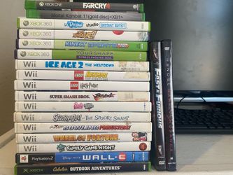 Wii,Xbox One,Xbox 360,Ps2 games and movies