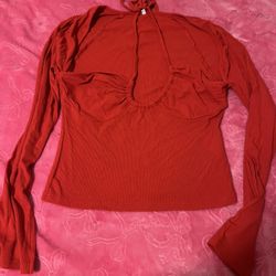 red halter long sleeve 