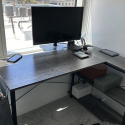 Gray L shaped desk