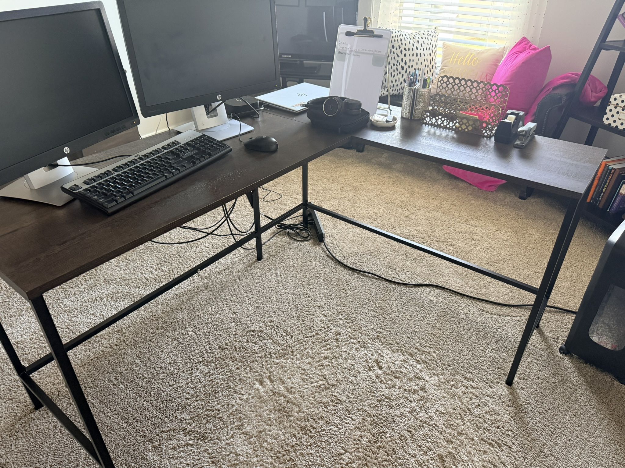 L-Shaped Desk And Printer Stand