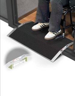 27.6"L×1.6"H Bridge Threshold Ramps for Doorways, Fits 2.8–5.1" Wide Thresholds with Adjustable Support Bars, Non-Slip Aluminum Wheelchair Ramps for H