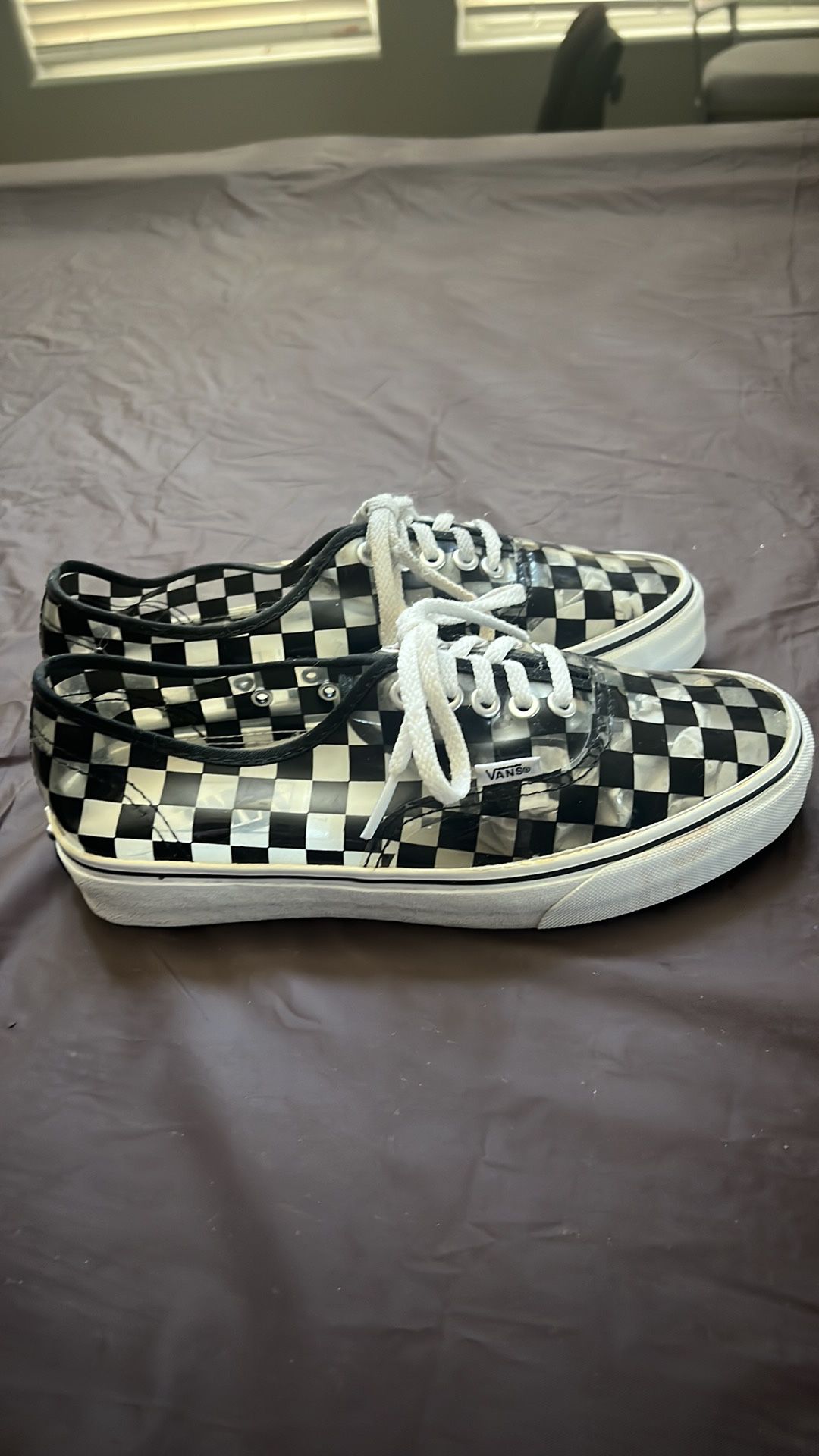 Very Rare Vans See Threw Checkerboard Ms Size 7 Ws Size 8.5