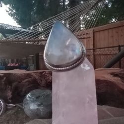 Sterling Silver Rainbow 🌈 Moonstone Ring