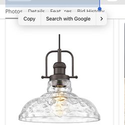 FEMILA Water Ripple Glass Pendant Light, 11" Modern Pendant Lighting For Kitchen Island, Adjustable Hanging Light Fixture, Oil Rubbed Bronze, Farmhous