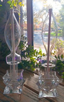 6 Piece Blown Glass Oil Candles & Holders