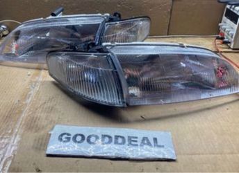 #216 Fit 98-99 Mazda 626 Chrome Housing Clear Headlights Light Lamp