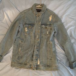 Men’s Distressed Jean Jacket (L)