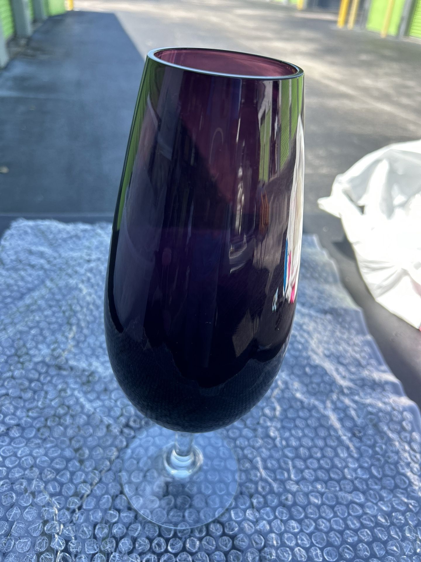 Amethyst Amber Vintage Crystal  Vase